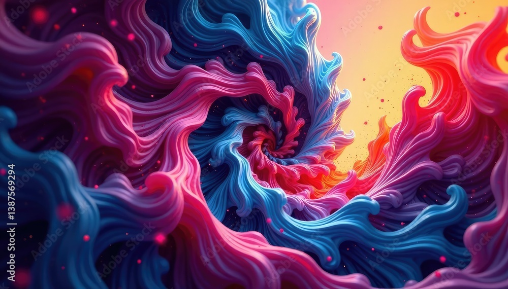Sticker abstract swirling fractal pattern with vibrant color gradients , gradient, flow