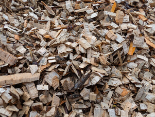 Wood sawdust after cutting down trees