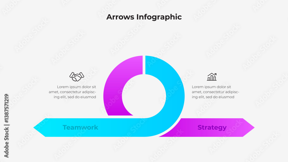 Poster A gradient infographic illustrating teamwork and strategy, featuring interconnected arrows and icons symbolizing cooperation and growth, ideal for business presentations or analysis graphics
