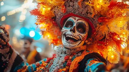 Day of the Dead parade participant