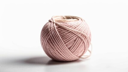 Close-up of a ball of soft pink yarn on a minimal white background, highlighting its texture and versatility for knitting, crocheting, and creative crafting projects