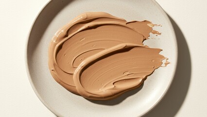 Brown clay mask smear on ceramic plate