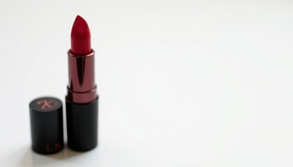 Bold red lipstick, stark white setting High contrast image , studio shot, background, image