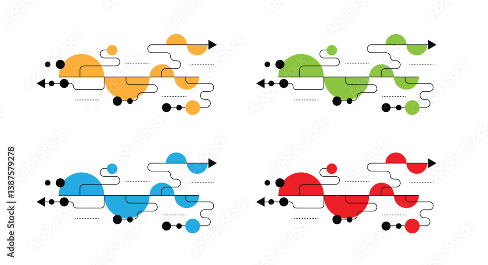 Poster Abstract Simplistic Hi Tech Line Art Design Element Different Colors. Graphic design elements and resources vector art
