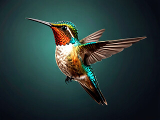 Fototapeta premium Beautiful flying hummingbird. Design element. For banners, posters, leaflets and brochure