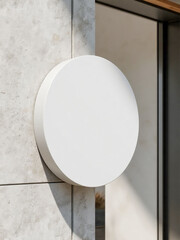 mockup white round sign on the walls