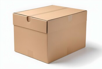 Closed cardboard box isolated on a white background