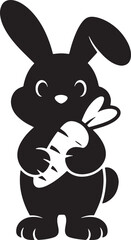 Unique black rabbit with carrot icon 