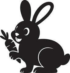 Unique black rabbit with carrot icon 