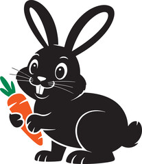 Unique black rabbit with carrot icon 
