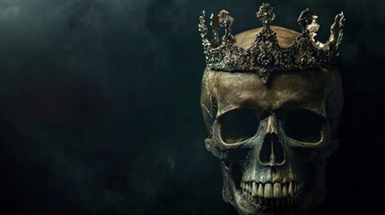 Skull Wearing Crown Still Life Dark Moody Artistic Halloween Concept