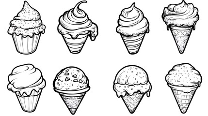Ice Cream Treats with Line Art, and Dessert.