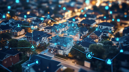 Obraz premium An AI powered system optimizing real estate pricing by analyzing market data, AI-assisted property valuation, and real-time market trend forecasting for accurate pricing strategies