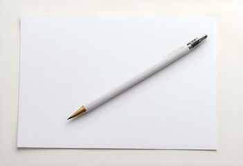 Blank paper with mechanical pencil isolated on white