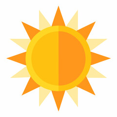 Bright Sun Icon – Flat Vector Sunshine Symbol for Weather, Energy, and Summer Designs