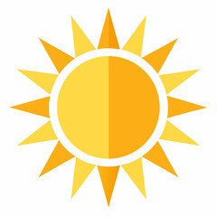 Bright Sun Icon – Flat Vector Sunshine Symbol for Weather, Energy, and Summer Designs