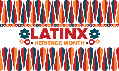 Latinx Heritage Month. National Hispanic Heritage Month. Hispanic and Latino Americans culture. Celebrate annual in United States. Poster, card, banner and background. Vector illustration