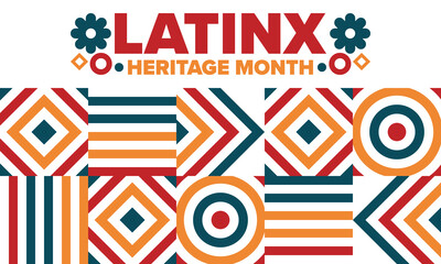 Obraz premium Latinx Heritage Month. National Hispanic Heritage Month. Hispanic and Latino Americans culture. Celebrate annual in United States. Poster, card, banner and background. Vector illustration