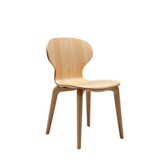 Minimalist Wooden Chair with Smooth Finish Isolated on Transparent Background