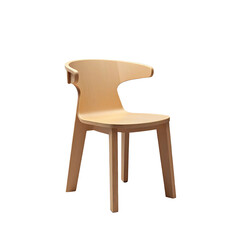 Minimalist Wooden Chair with Unique Design Isolated on Transparent Background