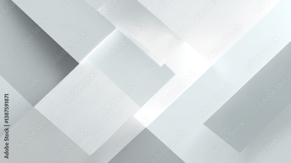 Poster abstract white geometric shapes overlapping creating a modern and clean design aesthetic look