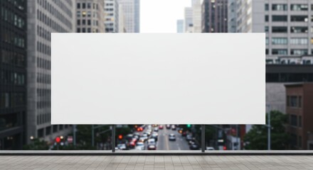 Obraz premium Blank advertisement billboard mock-up over city background, ready for branding campaign