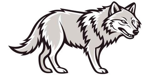 Obraz premium Vector Wolf Illustration - Fierce and Stylish Animal Design for Creative Projects