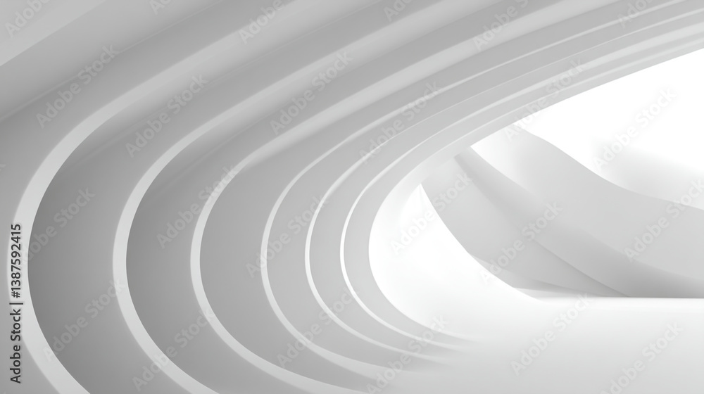 Poster abstract white architecture with curved lines and bright light creating a modern design element look
