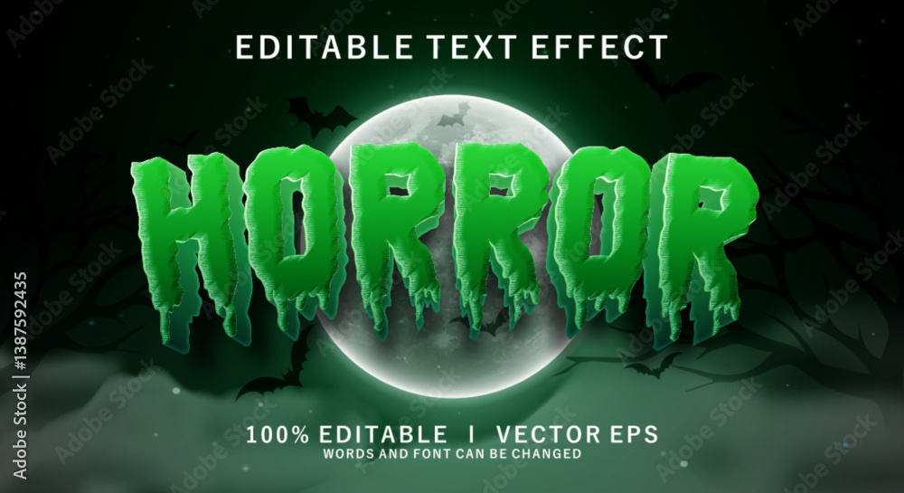 Poster horror 3d vector text effect with modern style design