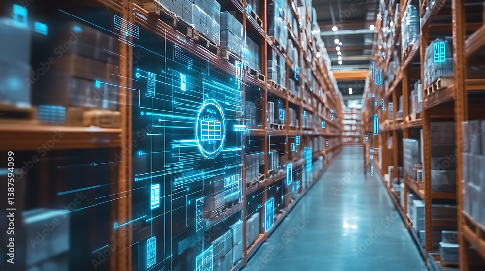 Poster an ai powered system optimizing supply chain inventory by analyzing product demand data, ai-assisted