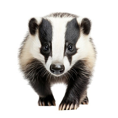 Curious Badger Walking Forward Isolated on Transparent Background