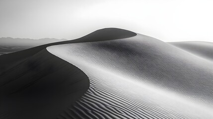 Sand dunes stretching endlessly, their smooth curves and shifting patterns capturing the essence of time and tranquility.