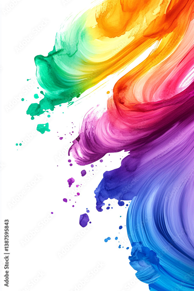 Poster abstract colorful paint strokes, dynamic and vibrant, creating a flowing, energetic design, ideal fo