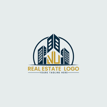 Elegant VU Real Estate Logo with Urban Skyline