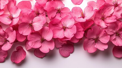 Obraz premium A seamless pattern of the most delicate and graceful cherry blossoms, their soft pink petals gently falling against a pristine white canvas, evoking a sense of beauty and renewal. 