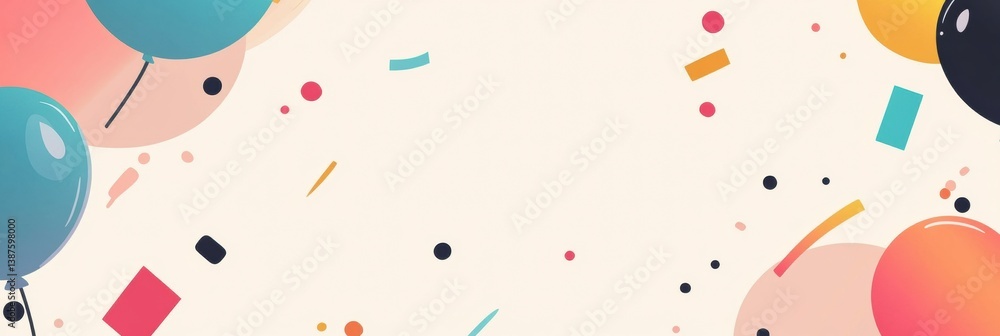 Poster modern party logo design featuring abstract celebratory icons and minimalistic typography with a vib