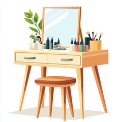 Dressing table on white background