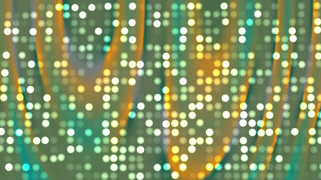 Wavy green and yellow pattern with dotted grid digital