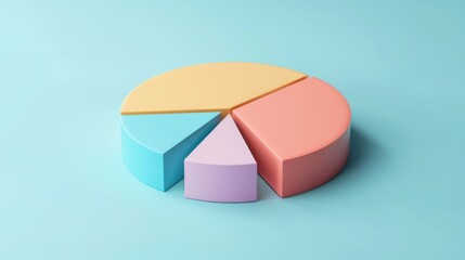 Simple D pie chart with muted colors and clear labels for each part on a light blue background