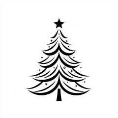 Fototapeta premium Elegant black Christmas tree illustration
