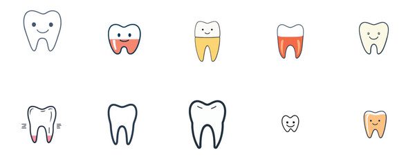 Cute Colorful Teeth Characters for Dental Hygiene
