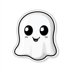 Cute cartoon ghost smiling with happiness and joy, Halloween illustration