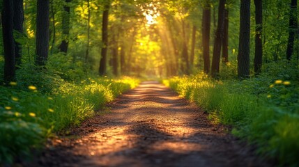 Fototapeta premium Sunlit forest path