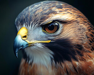 majestic close up of red tailed hawk showcasing its sharp features and intense gaze