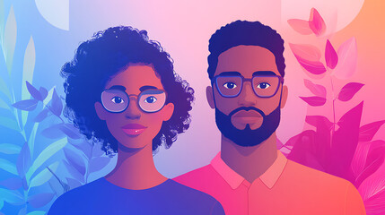 Illustration of a couple planning a secure retirement with wise investments (2)