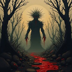 Abstract image of devil in forest
