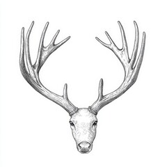 Pen and Ink Deer Head Illustration Majestic Antler Composition, Black and White, Wildlife Art, Nature, Animal Portrait Deer, Antlers