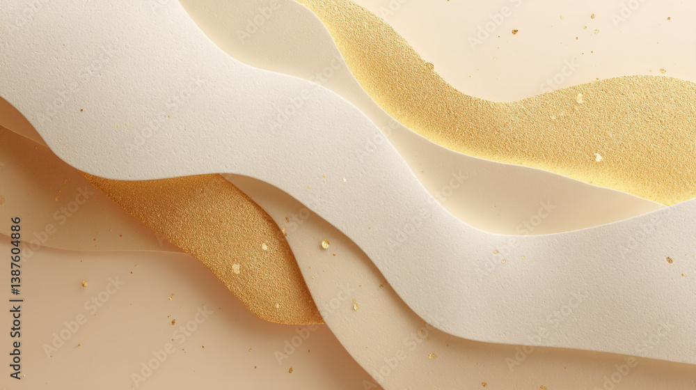 Poster abstract layers of cream and gold creating a flowing and elegant background texture design element