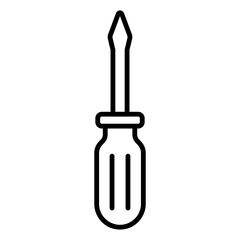 Illustration showing a black screwdriver icon on a white background