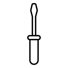 Illustration showing a black screwdriver icon on a white background